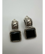 Vintage Southwestern Heavy Sterling Silver Onyx Earrings 1.5 - £30.22 GBP