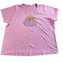 Life Is Good Shirt Women&#39;s 3XL Pink Dog Animal V-Neck Golden Retriever XXL Top - £10.82 GBP