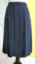 Adolfo At Saks Fifth Avenue High Waisted Navy Blue Pleated Pure Silk Skirt (4) - £23.04 GBP