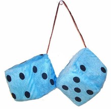 Buy 1 Get One Free Large Pair Blue Fuzzy Plush 3 Inch Dice Rearview Car Mirror - £5.24 GBP
