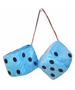 BUY 1 GET ONE FREE LARGE pair BLUE FUZZY PLUSH 3 INCH DICE rearview car ... - $9.10 CAD