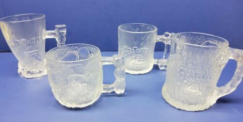 The Flintstone Glass Mug Collection Set Of 4 - 25 Years Old 1993 McDonalds  - $30.49