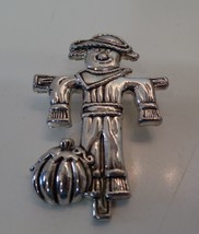 &quot;Best Brand&quot; Silvertone Scarecrow &amp; Pumpkin Pendant &amp; Brooch Pin. Apx 2.... - £15.56 GBP