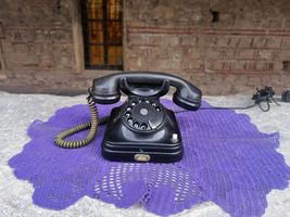 Rare Pupin black bakelite phone, 1950's bakelite rotary Pupin telephone - $130.00