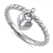 Lock Heart Dangle Ring Size 7 Solid 925 Sterling Silver - £14.22 GBP