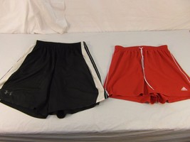 Adult Men&#39;s Adidas Red White Shorts &amp; Under Armour Black White Shorts 31063 - £16.97 GBP