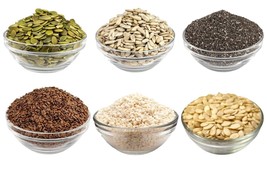 Organic &amp; Natural Healthy Raw Seeds Combo For Eating 600gms Pack OF 6 Each 100 g - £19.21 GBP