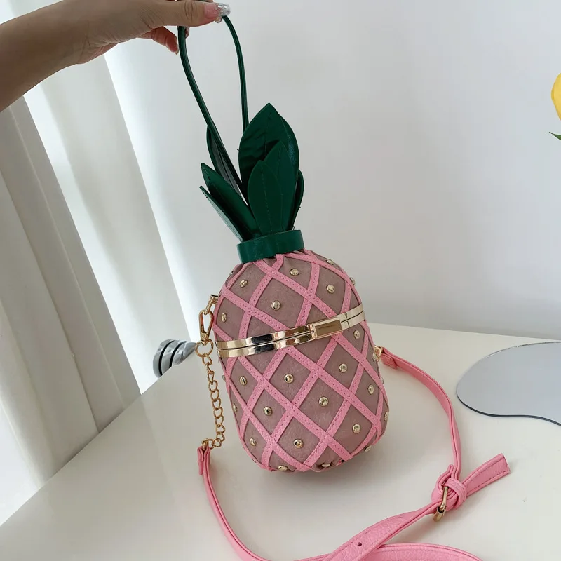 N cute pineapple design shoulder bag originality design ladys crossbody bag metal chain thumb200