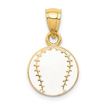 14K Yellow Gold Enamel Baseball Pendant - £137.82 GBP