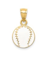 14K Yellow Gold Enamel Baseball Pendant - £156.92 GBP