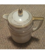 Vintage Nippon Hand Painted Creamer With Lid White &amp; Gold - £17.20 GBP