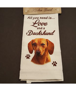 Dachshund Kitchen Dish Towel Dog Red Doxie All You Need Is Love Pet Cott... - $216.65 MXN