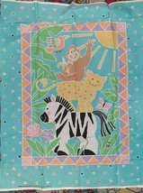 Daisy Kingdom 1992 Jolly Jungle Baby Quilt Panel Wall Hanging 36x44 Zebra Monkey - £9.46 GBP