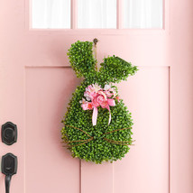 Boxwood Wreath Easter Bunny Door Hanger Floral Cottontail Greenery Home ... - £22.32 GBP