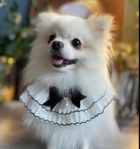Pet Lace Collar, White Double Lace Bib, Adjustable Drool Towel for Cats and Dogs - $15.99