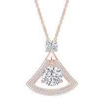 1 Carat Moissanite Diamond Triangle Pendant Necklace for Women in 18K Gold Plate - £54.04 GBP