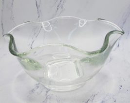 Vintage Clear 3 Inch Glass Bowl Ruffled Edge Flower Shape Bowl - £7.90 GBP