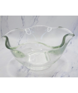 Vintage Clear 3 Inch Glass Bowl Ruffled Edge Flower Shape Bowl - £7.76 GBP