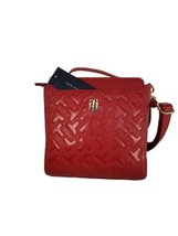 Tommy Hilfiger Womens Crossbody Bag Red Embossed Logo Adjustable Strap Zip Top - £28.02 GBP