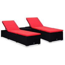 vidaXL Black PE Rattan Rectangular Sun Lounger (76.8 in) - Patio Furniture - $11,138.35 MXN