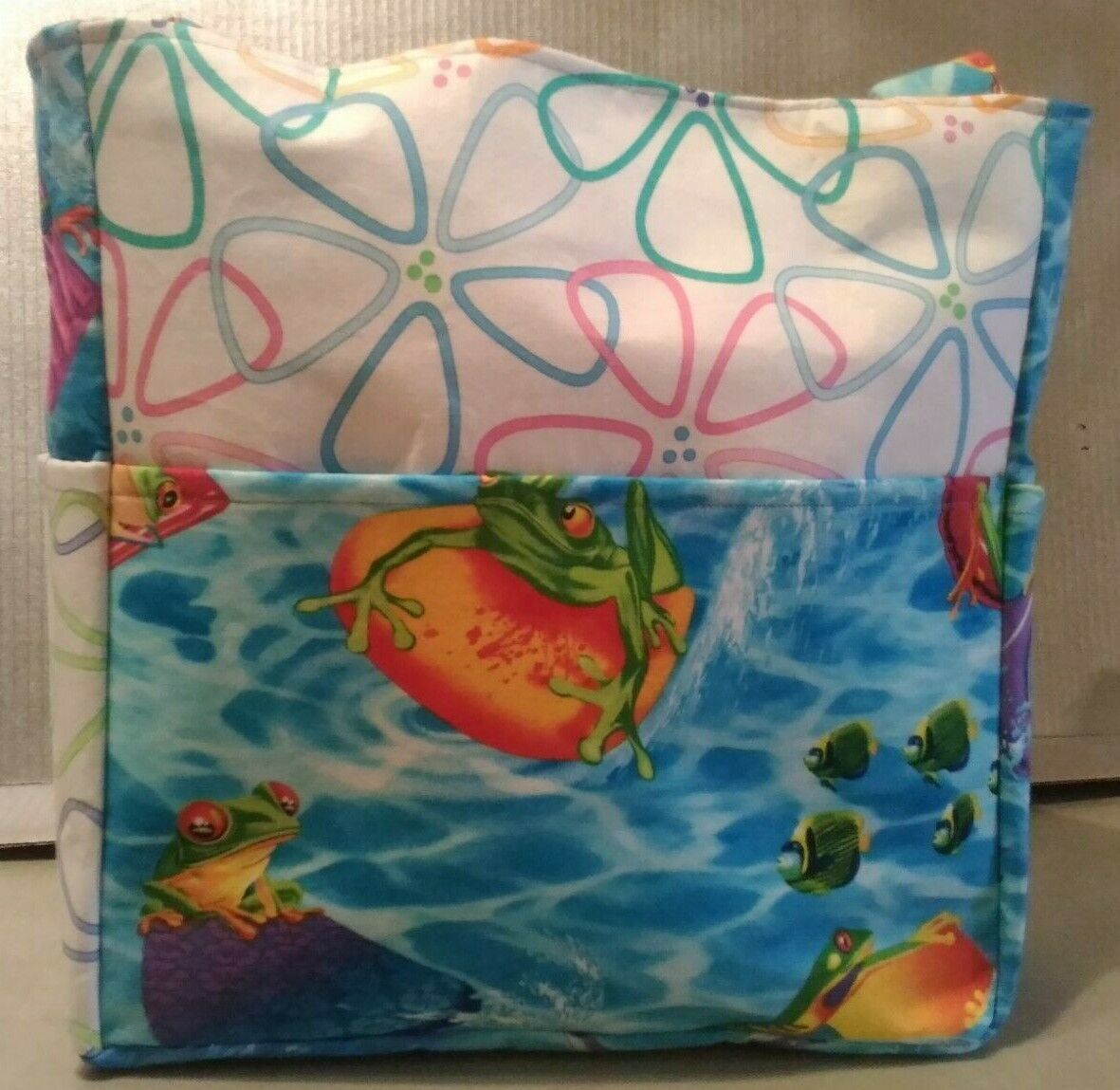 Primary image for Frogs Swimming Pool Floats Vacation Outdoor Purse/Project Bag Handmade 12x12
