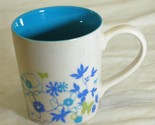Starbucks Coffee Cup Mug Butterflies Flowers White Blue Lime Green 11 oz. - £11.90 GBP