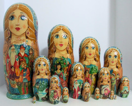 15pcs hand painted one of a kind russian nesitng doll &quot;twelve months&quot; Frolova - £716.26 GBP