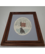 P Buckley Moss Embroidery Framed Solitary Skater Finished Wood Oval Mat Vtg - £47.19 GBP