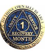 1 Month AA Medallion Reflex Blue Glitter and Gold Plated 30 Day Chip - £10.94 GBP