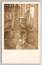 Older Man Ed With Little Virginia With Dog Gypsie RPPC Postcard L25 - £7.95 GBP