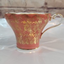 Vintage Aynsley Corset Tea Cup Coral Pink Gold Filigree Monarch Trim CUP... - £10.69 GBP