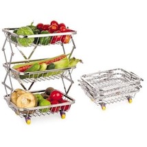 Stainless Steel Foldable Vegetable Stand for Kitchen | Fruits, Vegetable... - £125.28 GBP