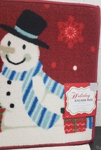 Printed Kitchen Nylon Rug (17&quot; X 27&quot;) Merry Christmas Snowman,Rectangle,Holiday - £14.07 GBP