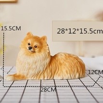Pomeranian Statue Simulation Animal Cute Puppy Dog Figurine Resin Craftwork Home - £45.47 GBP