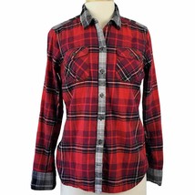 Eddie Bauer Women Shirt Size M Red Classic Plaid Button Up Flannel Casual Sleeve - £9.14 GBP