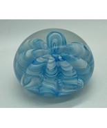 Vintage Joe St. Clair Ribbon Crimp Art Glass Paperweight Blue Hues 36 yr... - $21.04