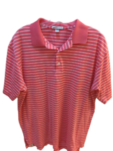 Peter Millar Woodway CC Men L Large Pink White Striped Soft Cotton Polo ... - $16.82