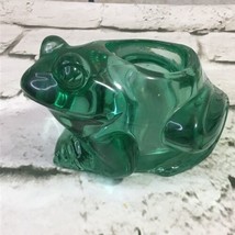 Indiana Glass Emerald Green Solid Glass Frog Tealight Votive Candle Holder - £19.77 GBP