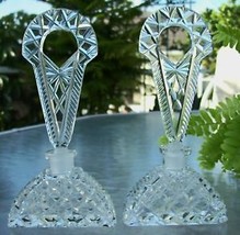 PAIR Vintage Czech Perfume Bottles~Signed~Daubers Intact~RARE~5.75&quot; ~Gorgeous! - £248.19 GBP
