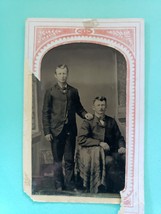 Vintage Early 1900&#39;s Tintype Photo Picture one Man Standing while one man sits - £18.39 GBP