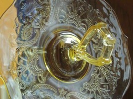 Yellow Landrum Depression Glass Serving Plate 11&quot;+ Center Handle Lancaster Topaz - £31.80 GBP