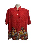 Pablo Picasso Women Vintage 80s Pop Art Print Red Button Up Camp Shirt X... - $39.59