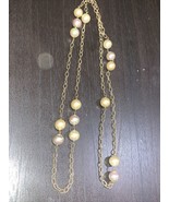 Sterling Silver Vermeil Pearl Station Necklace textured link necklace - $164.20 CAD