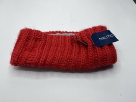 Nautica Ribbed Knit Ear Warmer Headband Fleece Lining One Size Red NWT - £9.34 GBP