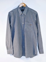 Jared Lang Button Up Shirt Flip Cuffs Black Plaid Gingham Paisley Print Men&#39;s XL - £15.46 GBP