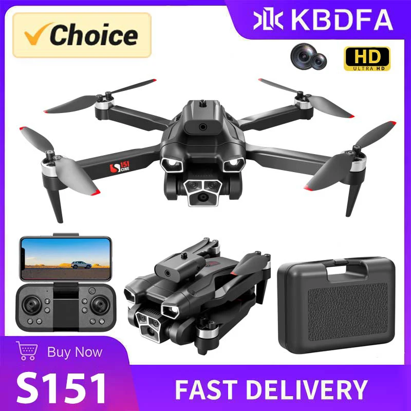 KBDFA S151 Drone Brushless Motor UAV Optical Flow 4K HD Dual Camera Foldable - £43.40 GBP