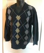 Vintage Men&#39;s PITLOCHRY Scotland Argyle Wool V Neck Pullover Sweater Large - £11.67 GBP