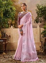 Beautiful Pink Handloom Khadi Saree With Digital Printed Blouse1002 - £37.11 GBP