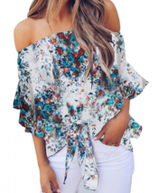 new Floral Off Shoulder Blouse Top white/multi - $22.00