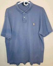 Polo Ralph Lauren Polo Shirt Men XL Blue Custom Fit Dressed Pony Preppy SS - £13.44 GBP